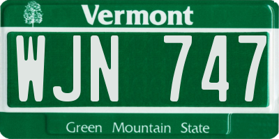 VT license plate WJN747