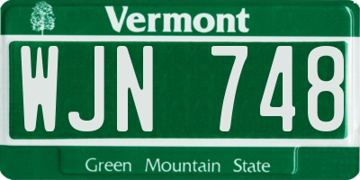 VT license plate WJN748