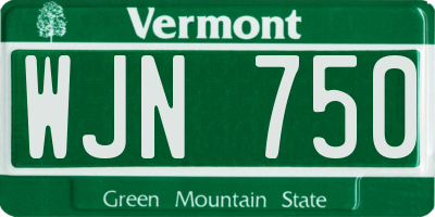 VT license plate WJN750