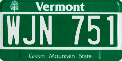 VT license plate WJN751