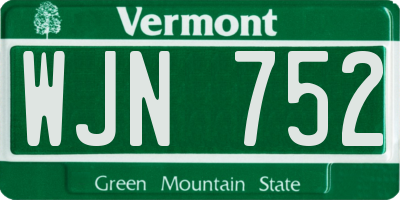 VT license plate WJN752