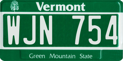 VT license plate WJN754