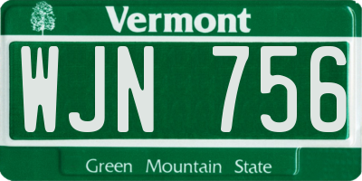 VT license plate WJN756