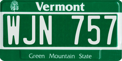 VT license plate WJN757
