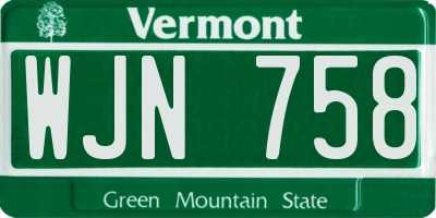 VT license plate WJN758