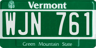 VT license plate WJN761