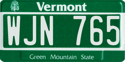 VT license plate WJN765