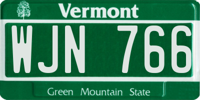 VT license plate WJN766