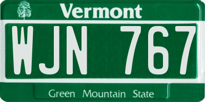 VT license plate WJN767