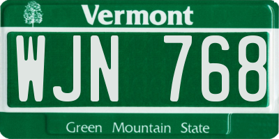 VT license plate WJN768
