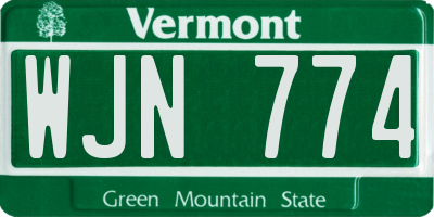 VT license plate WJN774