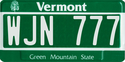 VT license plate WJN777