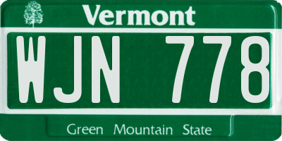 VT license plate WJN778