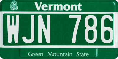 VT license plate WJN786
