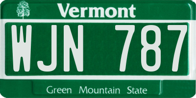 VT license plate WJN787