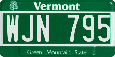 VT license plate WJN795