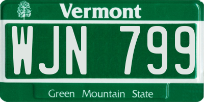 VT license plate WJN799