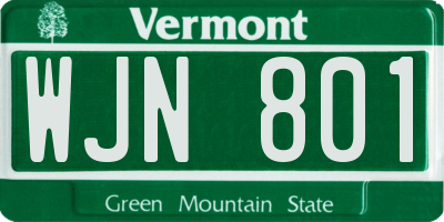 VT license plate WJN801