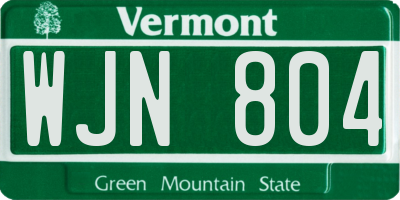 VT license plate WJN804
