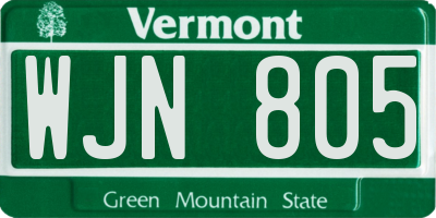VT license plate WJN805