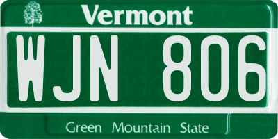 VT license plate WJN806