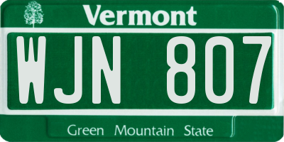 VT license plate WJN807