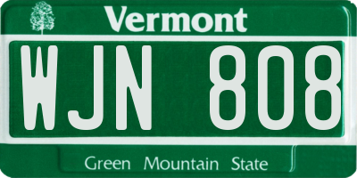 VT license plate WJN808