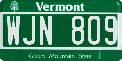 VT license plate WJN809