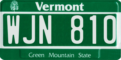 VT license plate WJN810