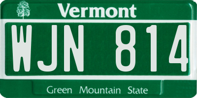VT license plate WJN814