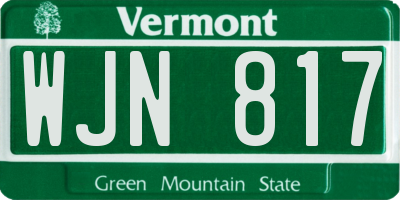 VT license plate WJN817