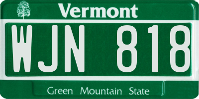 VT license plate WJN818