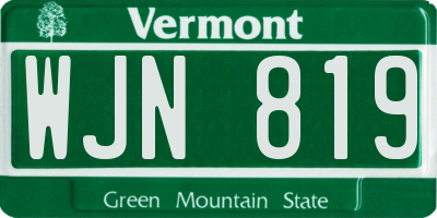 VT license plate WJN819