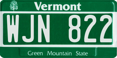 VT license plate WJN822