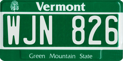 VT license plate WJN826