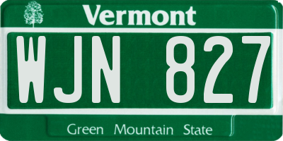 VT license plate WJN827