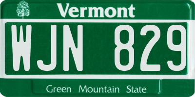 VT license plate WJN829