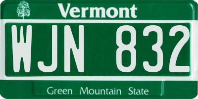 VT license plate WJN832