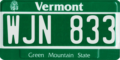 VT license plate WJN833