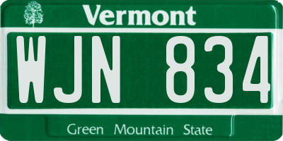 VT license plate WJN834