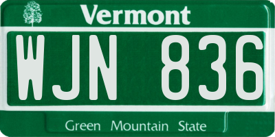 VT license plate WJN836