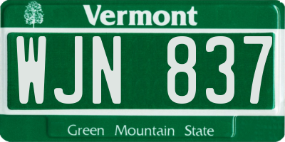 VT license plate WJN837