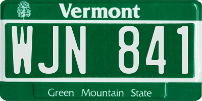 VT license plate WJN841