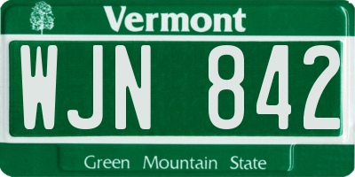VT license plate WJN842