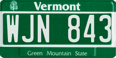 VT license plate WJN843