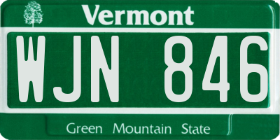 VT license plate WJN846