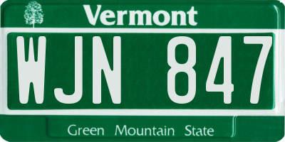 VT license plate WJN847
