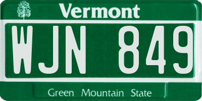 VT license plate WJN849