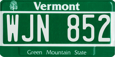 VT license plate WJN852