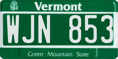 VT license plate WJN853